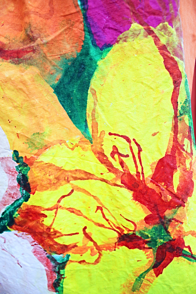 SLEVELESS DRESS IN PAINTED COTTON image 3