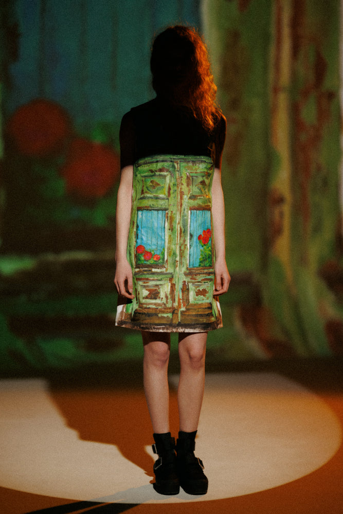 SLEEVELESS A-LINE DRESS IN PAINTED COTTON image 3