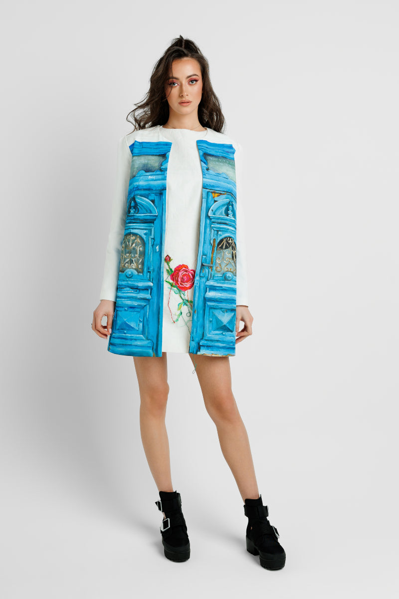 SLEEVELESS DRESS IN WHITE COTTON image 5