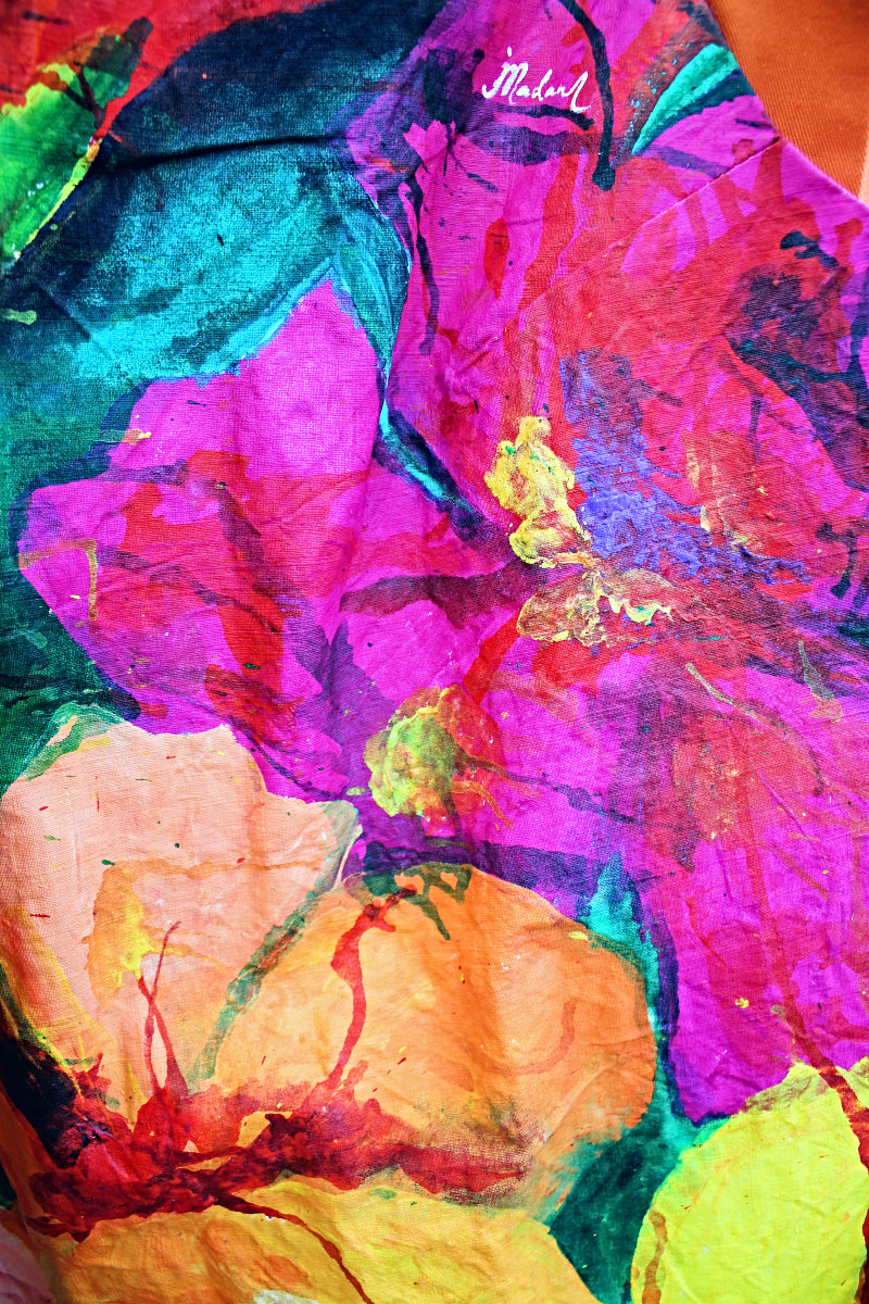 SLEVELESS DRESS IN PAINTED COTTON image 2