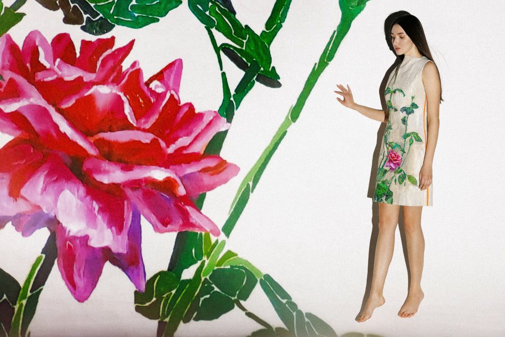 SLEEVELESS DRESS IN HAND PAINTED COTTON image 5