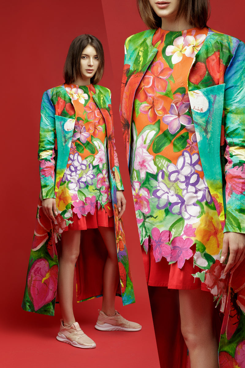 DRESS WITH RUFFLE IN PAINTED COTTON (Copy) image 3