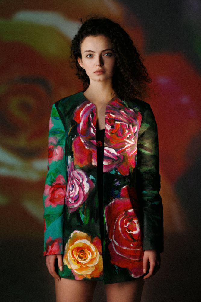FLORAL HAND PAINTED AND EMBROIDERED JACKET image 7